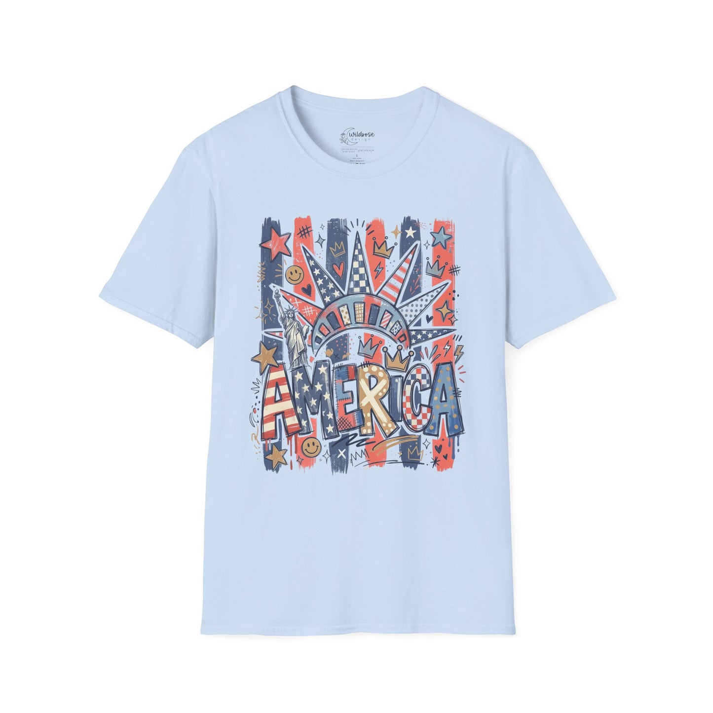 Liberty Crown Graphic T-Shirt — Patriotic America Vintage Flag Tee