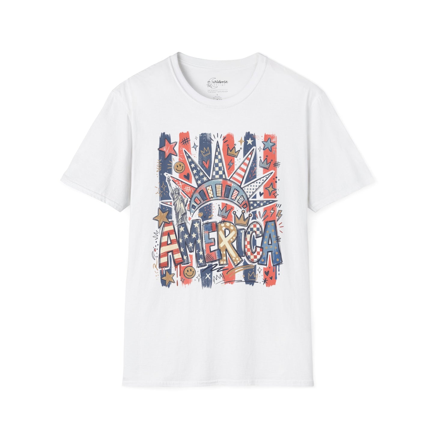 Liberty Crown Graphic T-Shirt — Patriotic America Vintage Flag Tee
