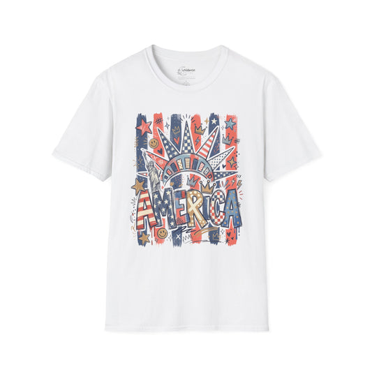 Liberty Crown Graphic T-Shirt — Patriotic America Vintage Flag Tee