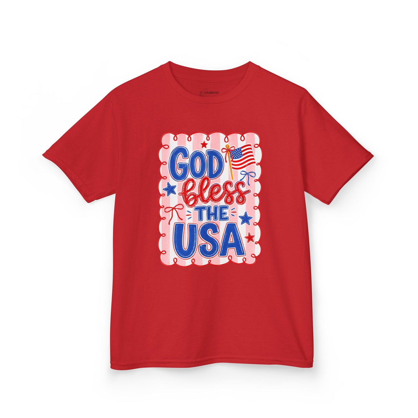 Kids T-Shirt — "God Bless the USA" Patriotic Fourth of July Tee