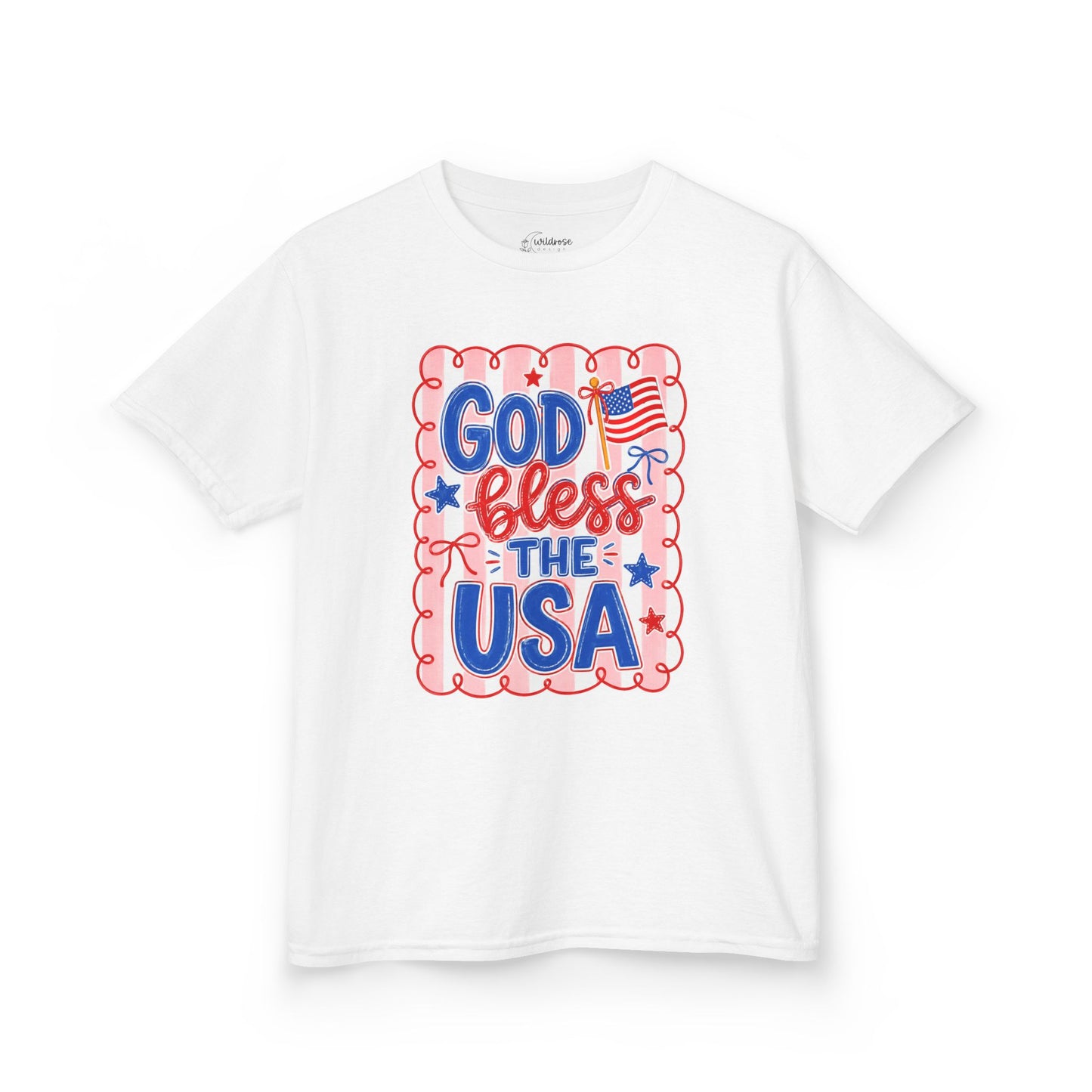 Kids T-Shirt — "God Bless the USA" Patriotic Fourth of July Tee
