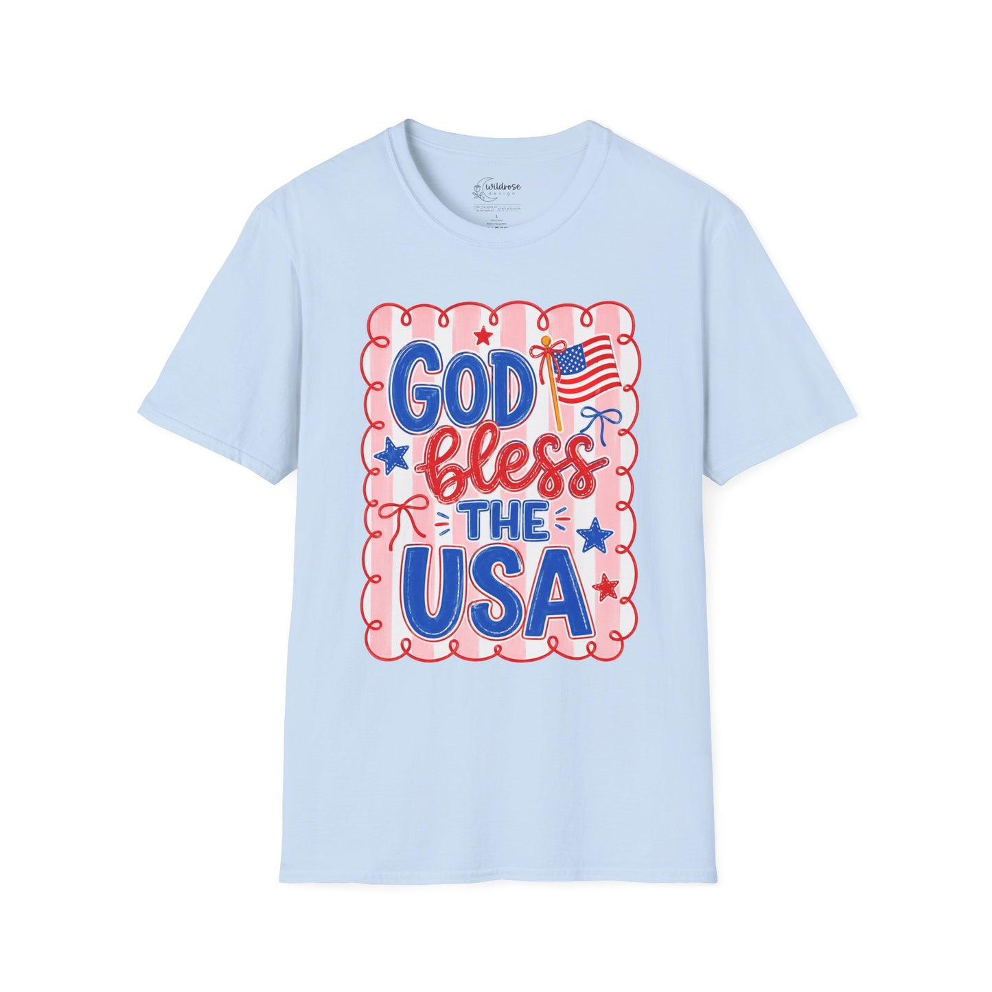 God Bless the USA T-Shirt — Handwritten Patriotic Tee