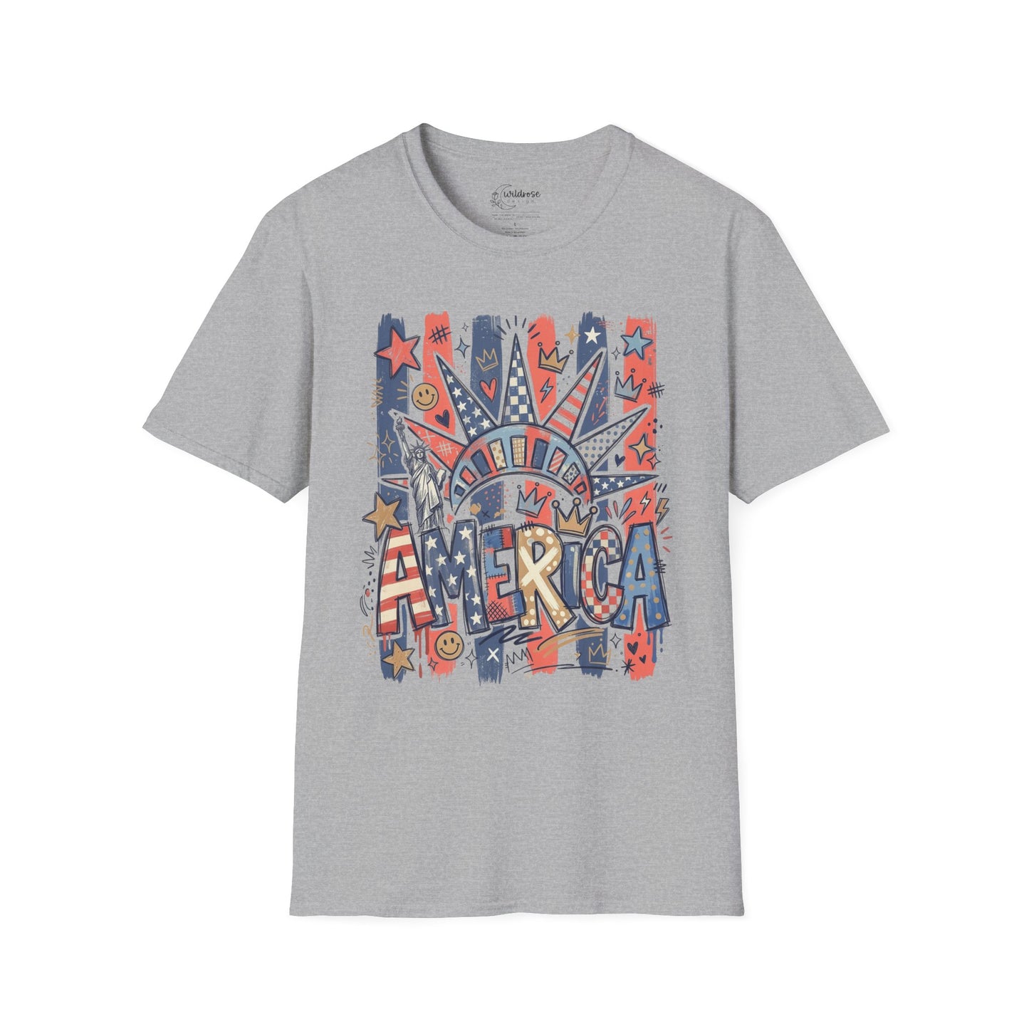 Liberty Crown Graphic T-Shirt — Patriotic America Vintage Flag Tee