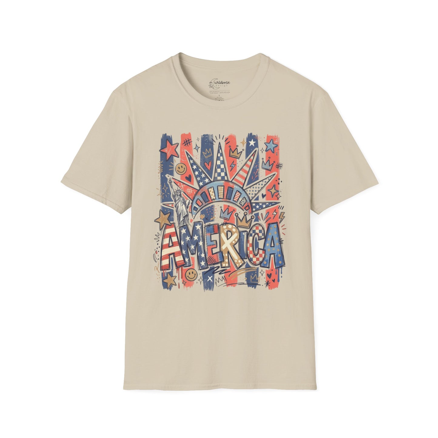 Liberty Crown Graphic T-Shirt — Patriotic America Vintage Flag Tee