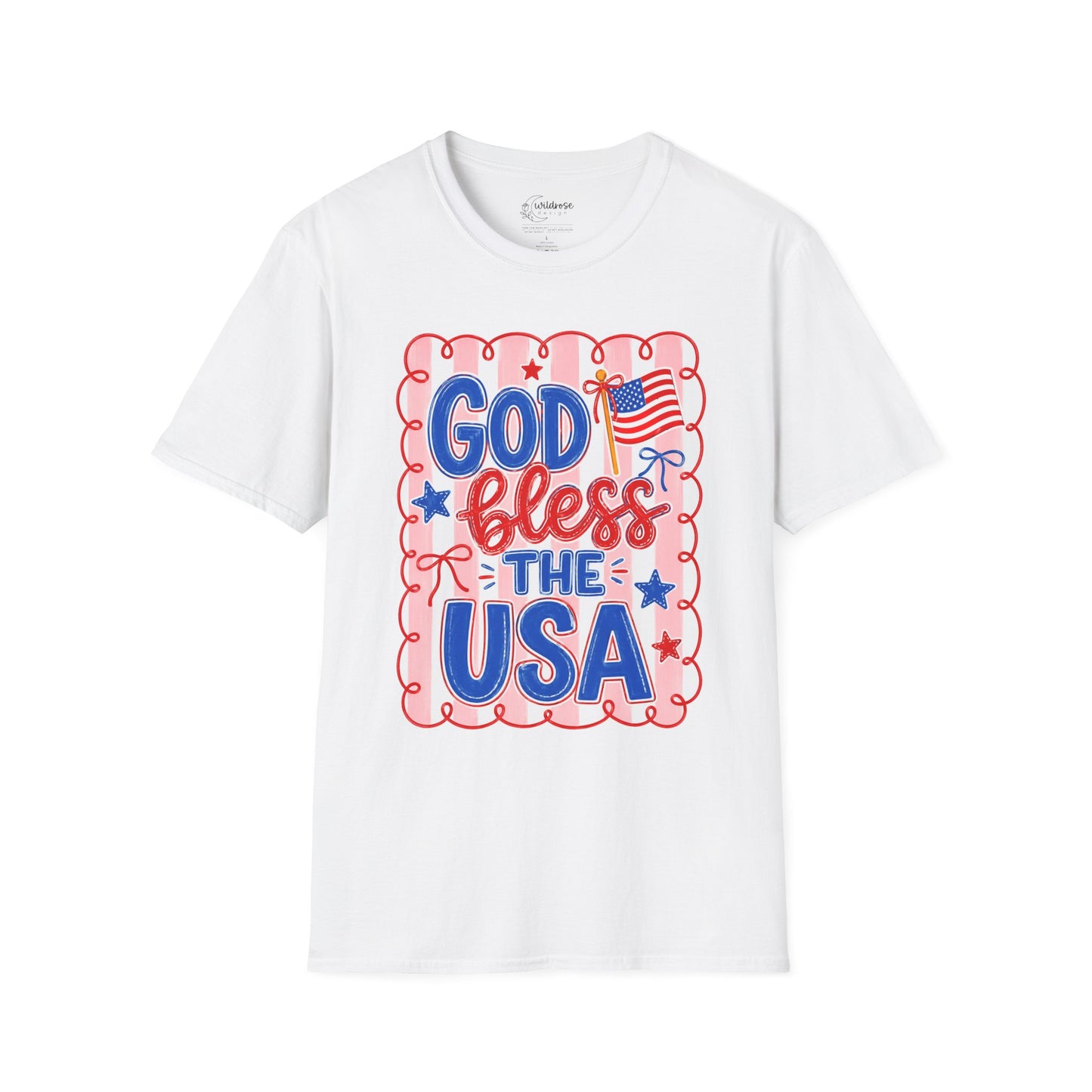 God Bless the USA T-Shirt — Handwritten Patriotic Tee