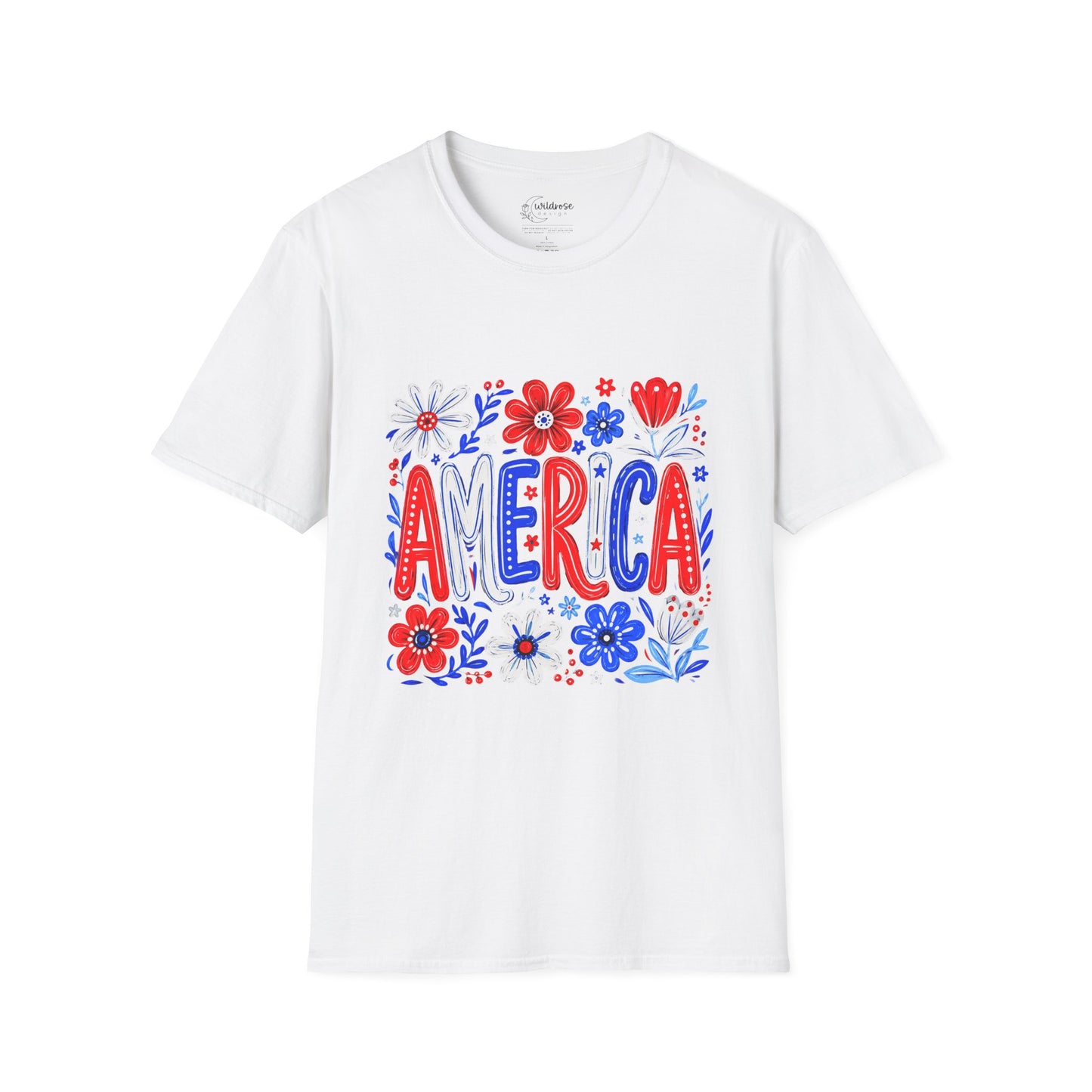 Patriotic Floral T-Shirt — USA Flag Flower Design